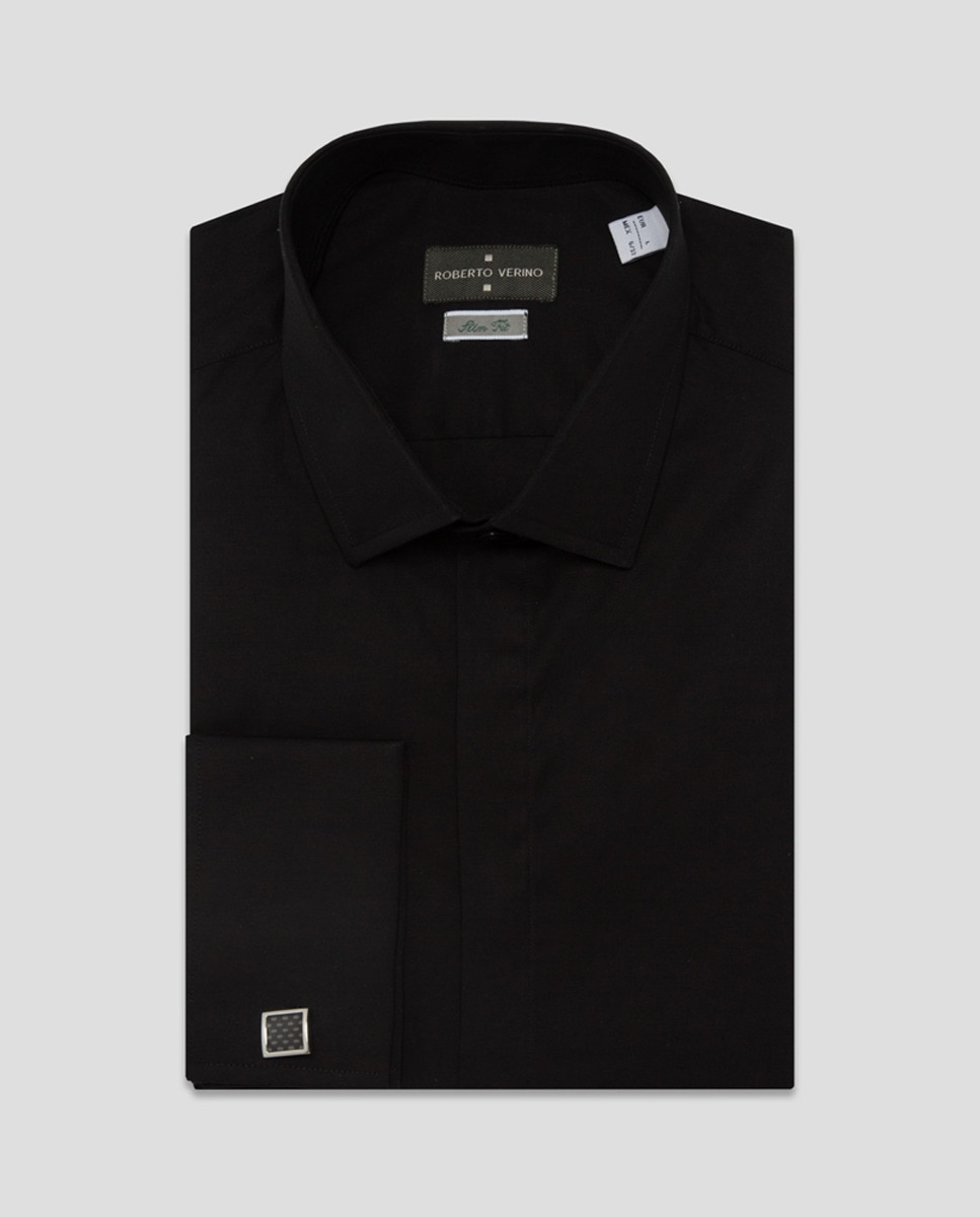 Camisa Formal Slim Fit com Botões de Punho Preto-5