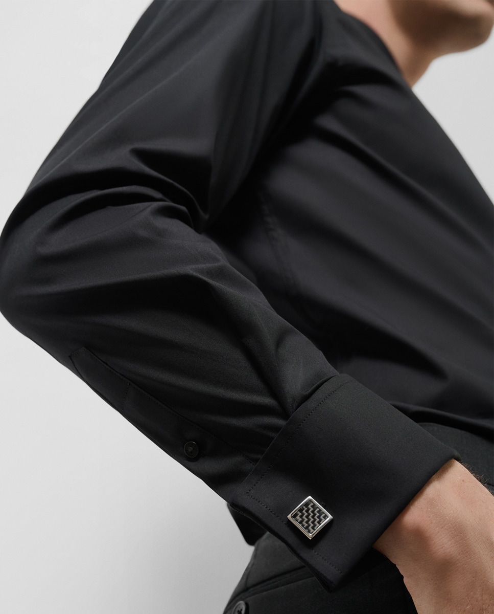 Camisa Formal Slim Fit com Botões de Punho Preto-3