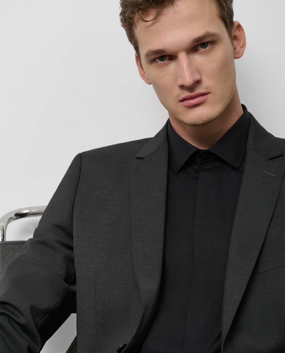 Camisa Formal Slim Fit com Botões de Punho Preto-2