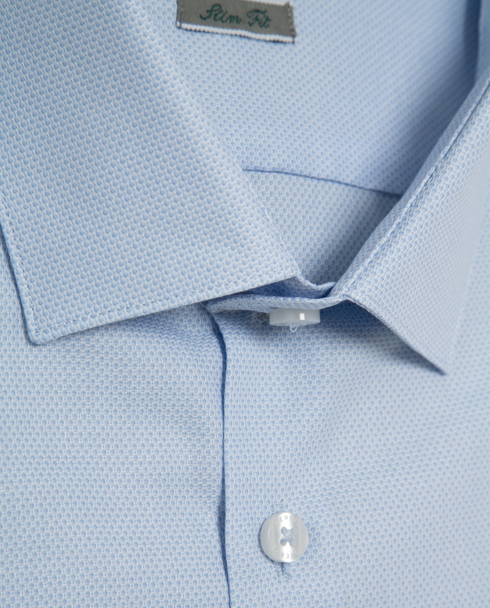 Camisa Formal Slim Fit com Micro Desenho Azul-claro-6