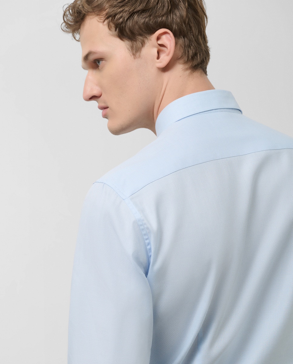 Camisa Formal Slim Fit com Micro Desenho Azul-claro-4