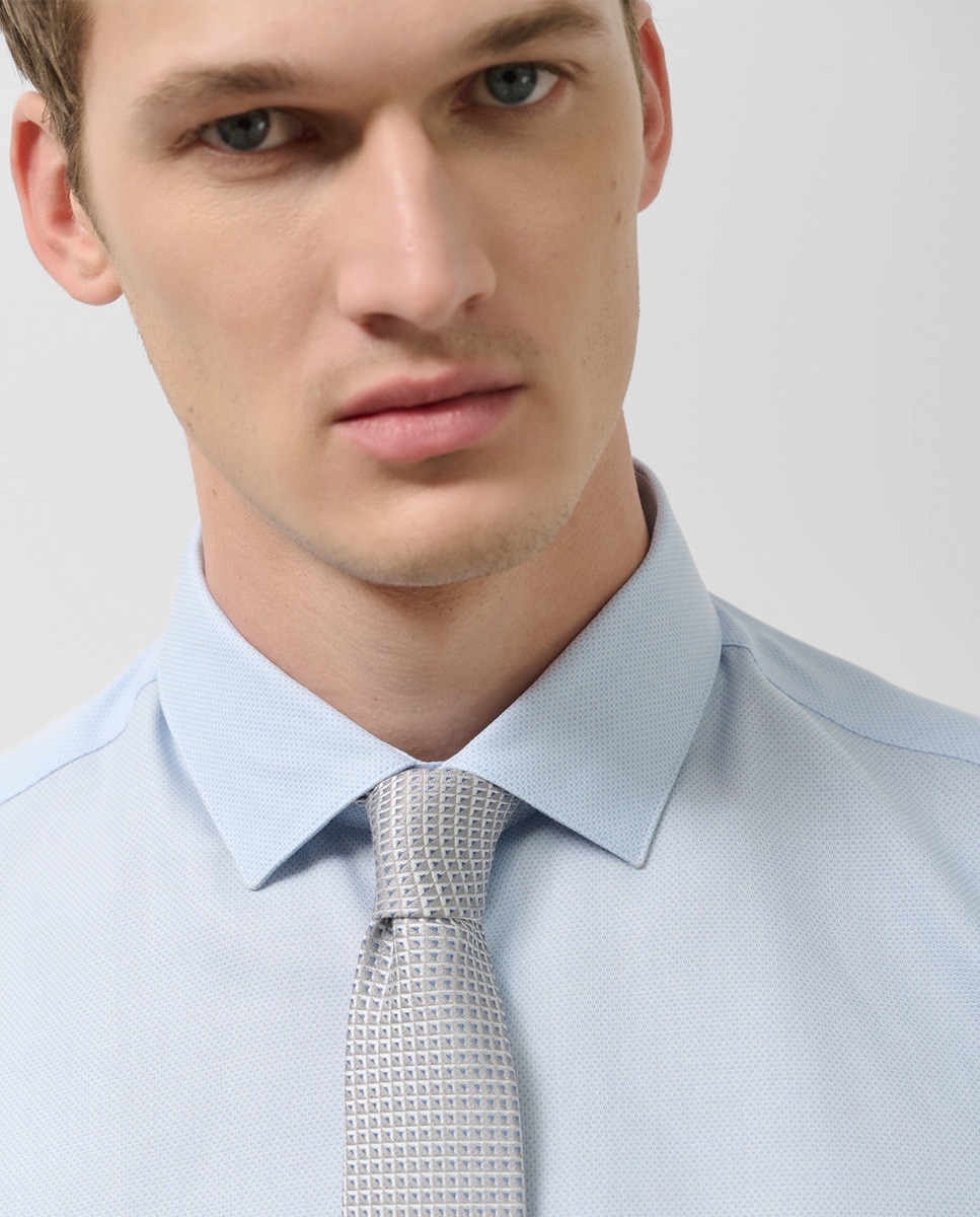 Camisa Formal Slim Fit com Micro Desenho Azul-claro-2