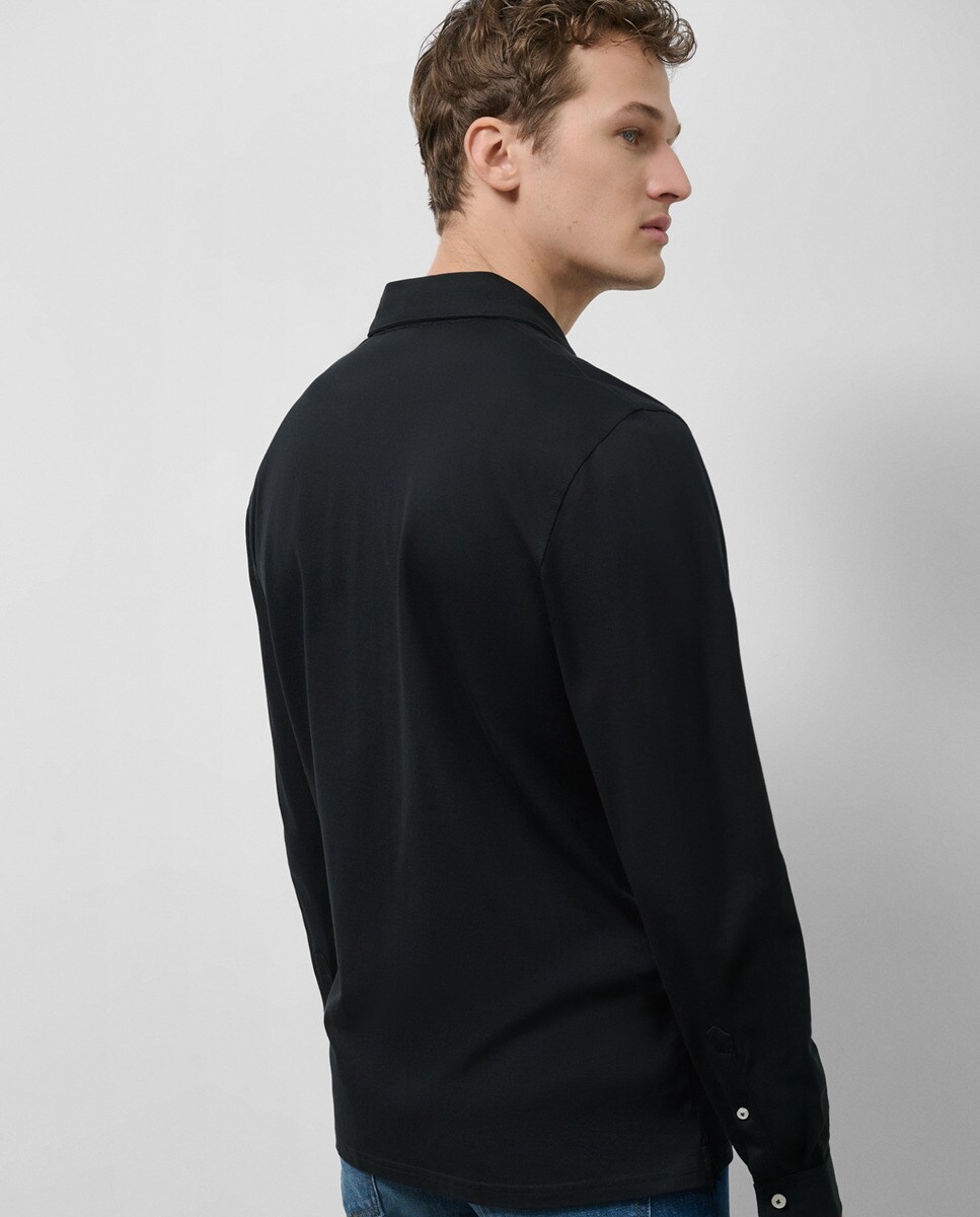 Camisa Casual Regular Fit Piqué Preto-5