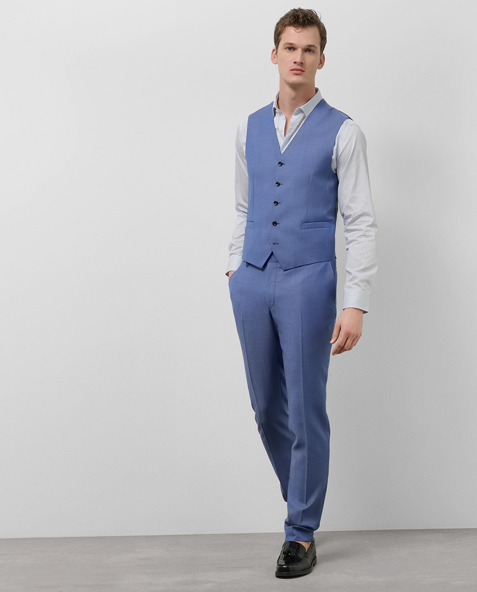 Colete Formal com Falso Liso Turquesa-3