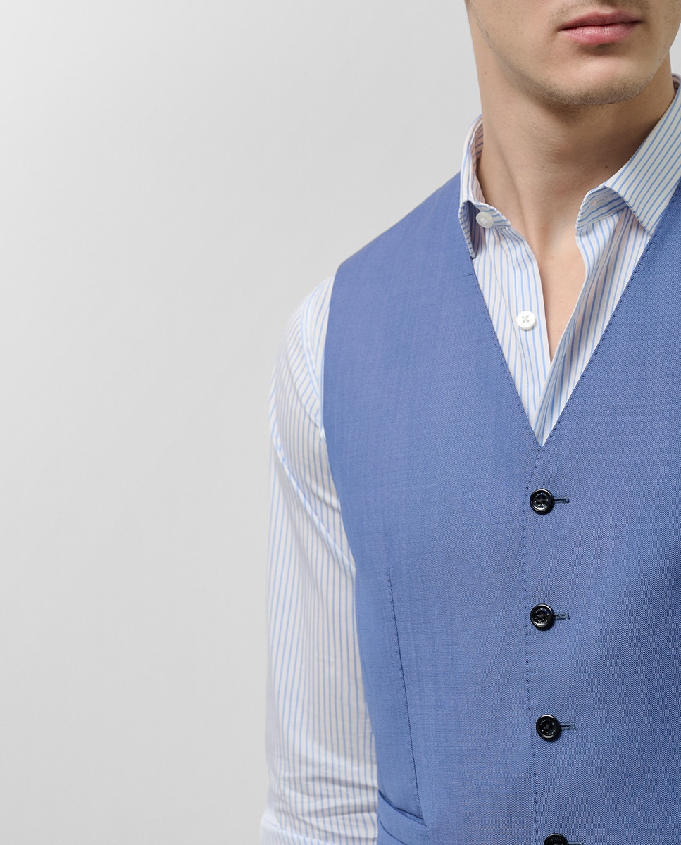 Colete Formal com Falso Liso Turquesa-2