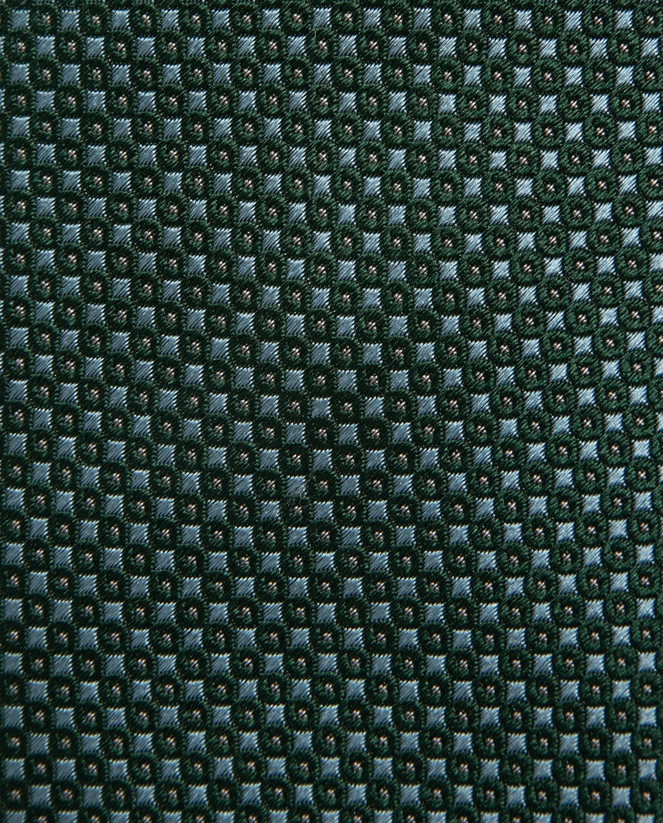 Gravata de Seda com Jacquard Geométrico Verde-claro-2