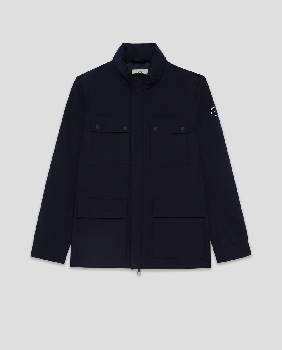Parka de Quatro Bolsos Azul-marinho-6
