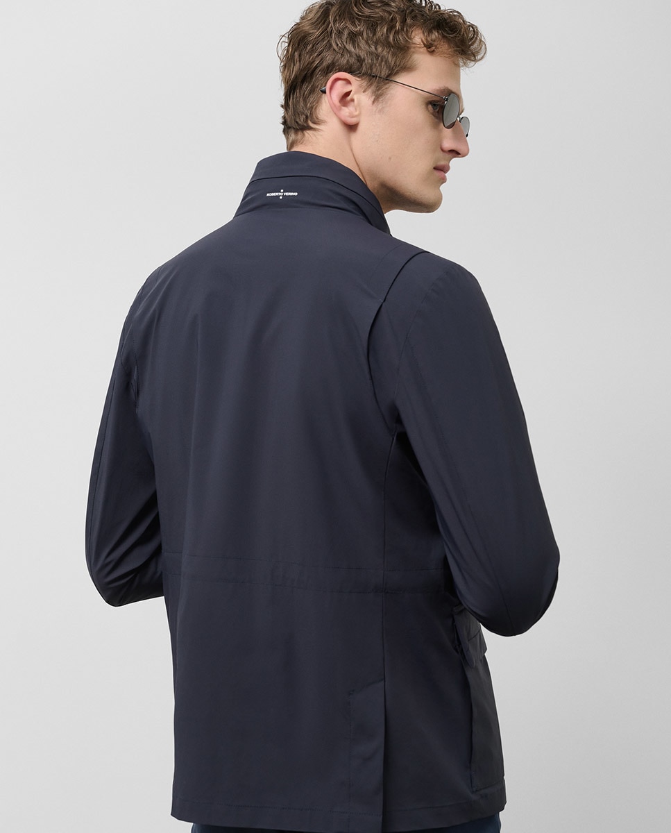 Parka de Quatro Bolsos Azul-marinho-5