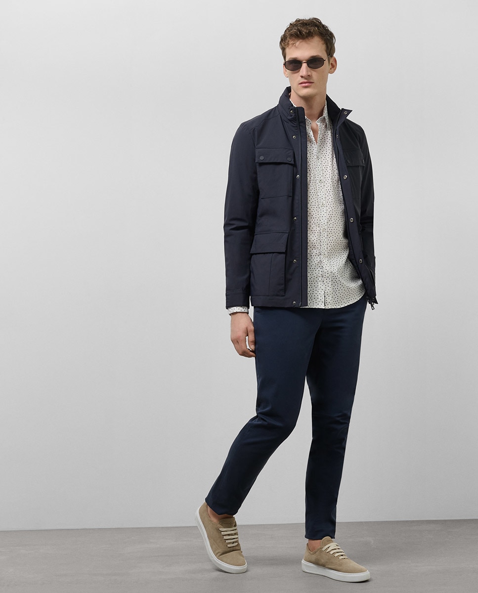 Parka de Quatro Bolsos Azul-marinho-3
