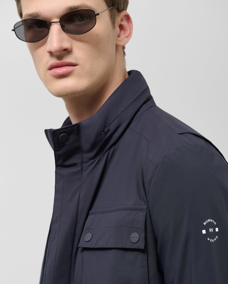 Parka de Quatro Bolsos Azul-marinho-2