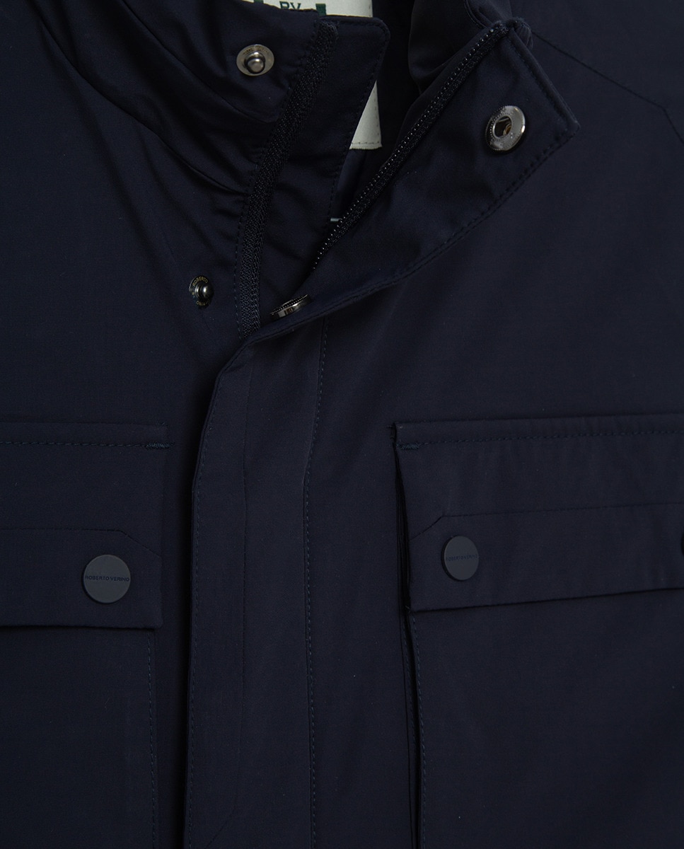 Parka de Quatro Bolsos Azul-marinho-7