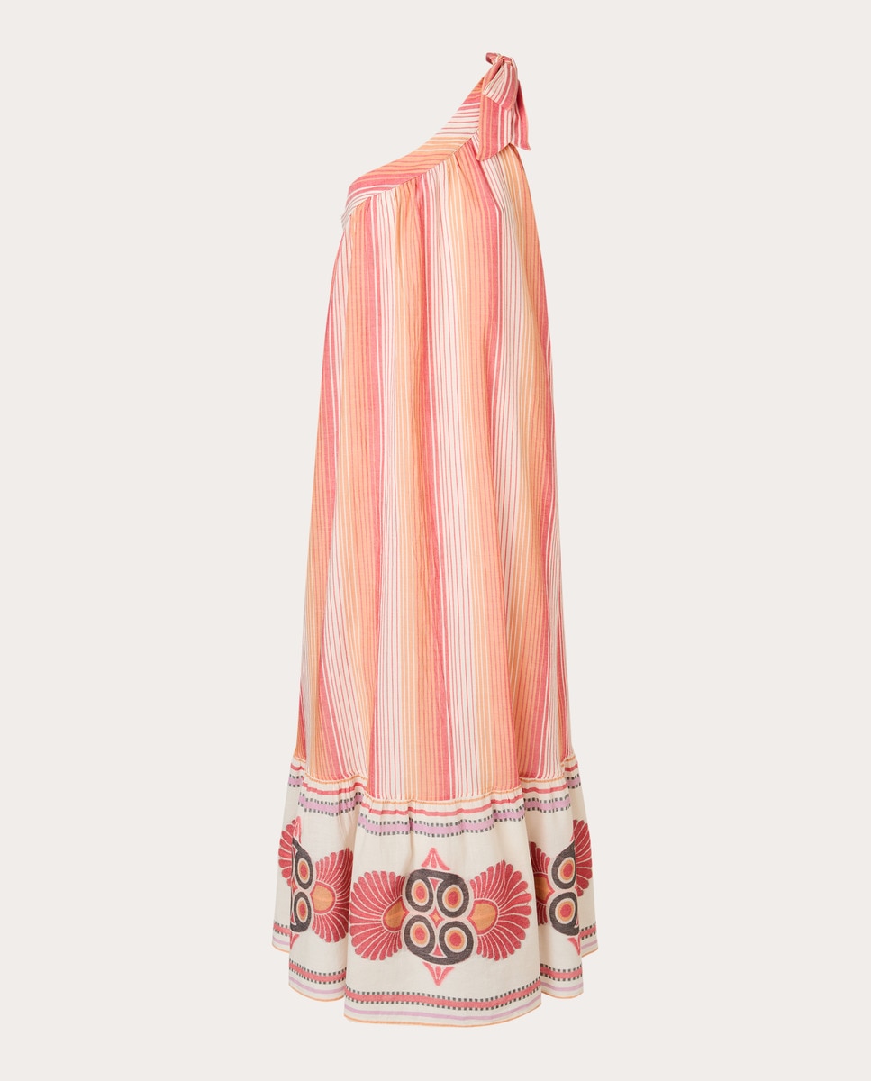 Vestido largo de algodón Naranja-1