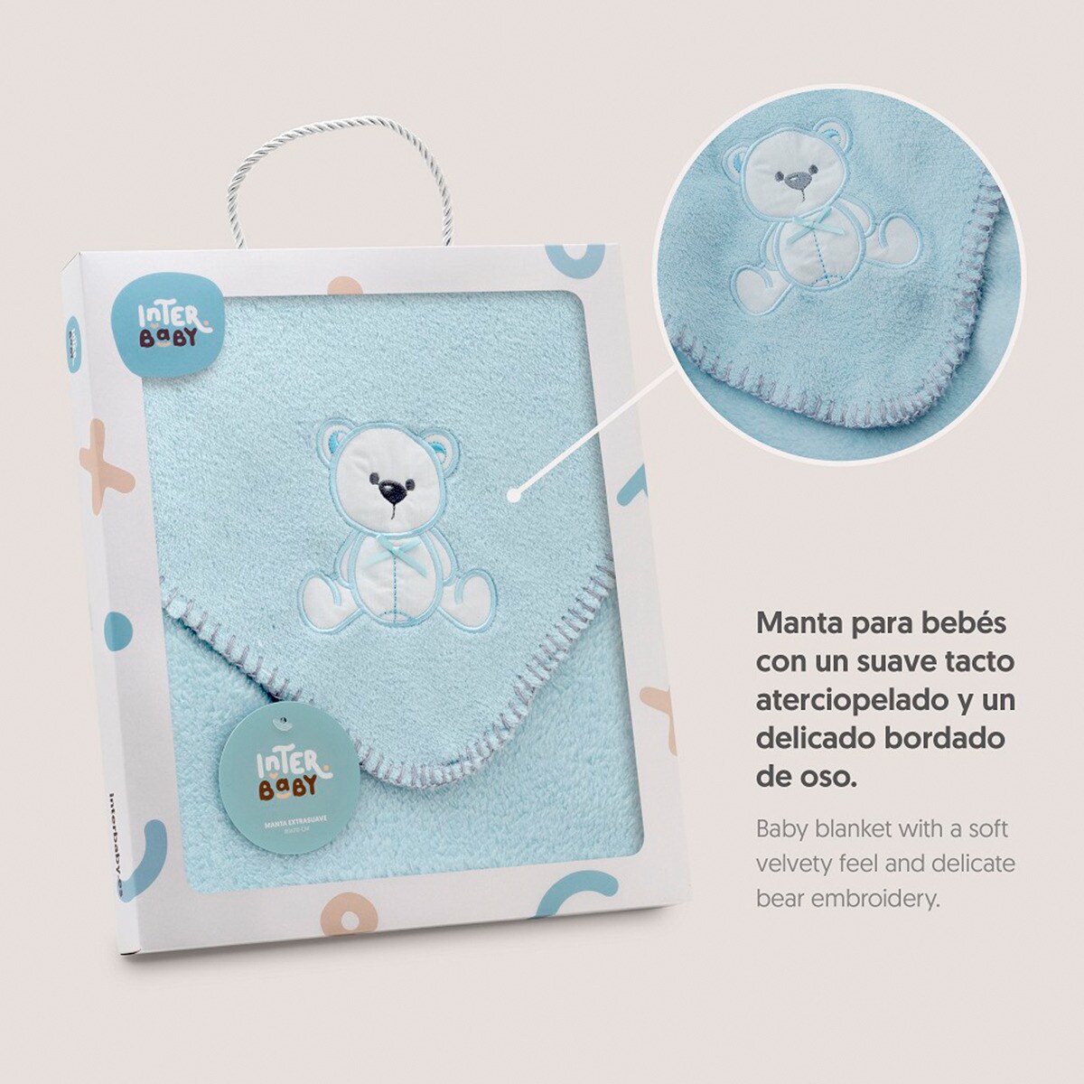 Manta bordada oso lazo Azul-5