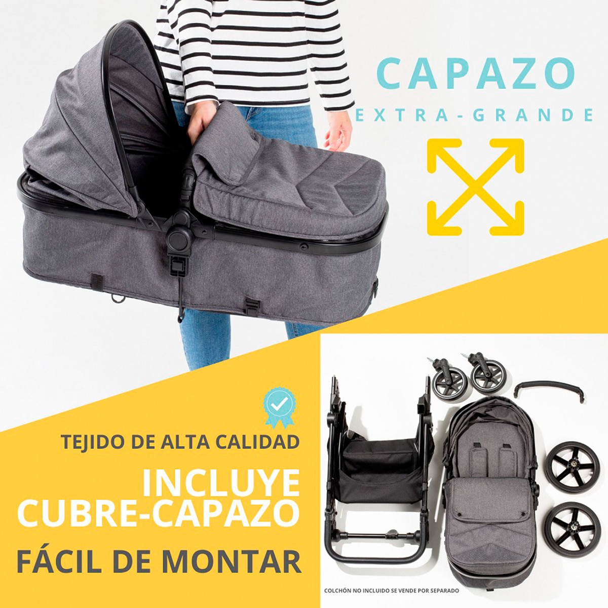 Carrito de bebé 2 en 1 Versa Negro-6