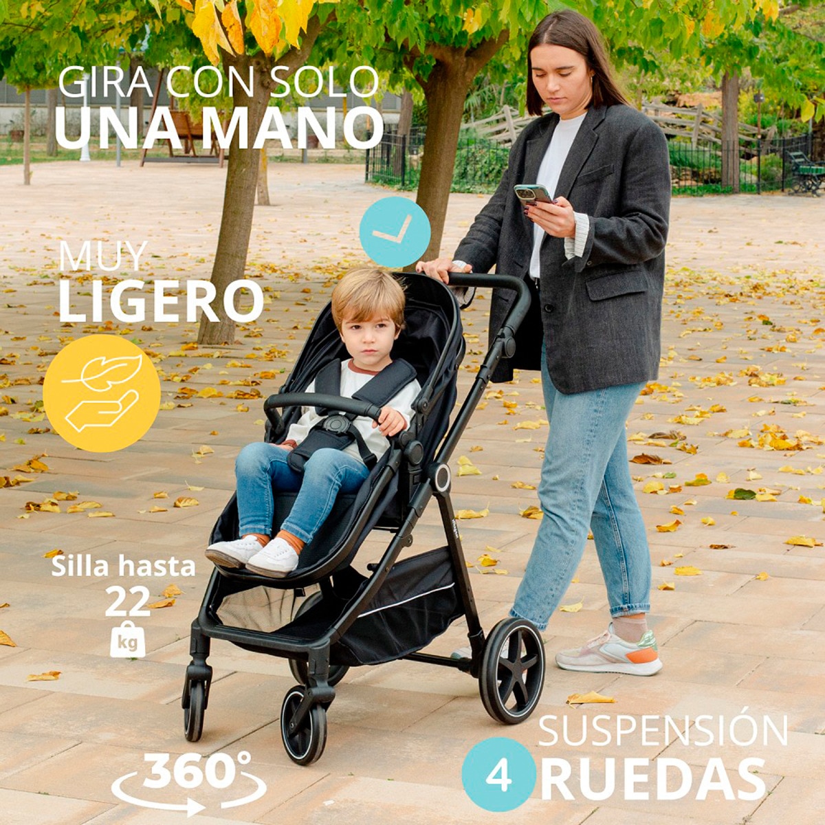 Carrito de bebé 2 en 1 Versa Negro-5