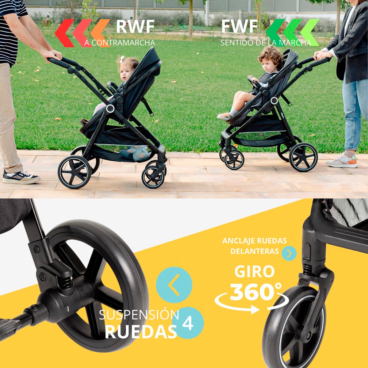 Carrito de bebé 2 en 1 Versa Negro-4