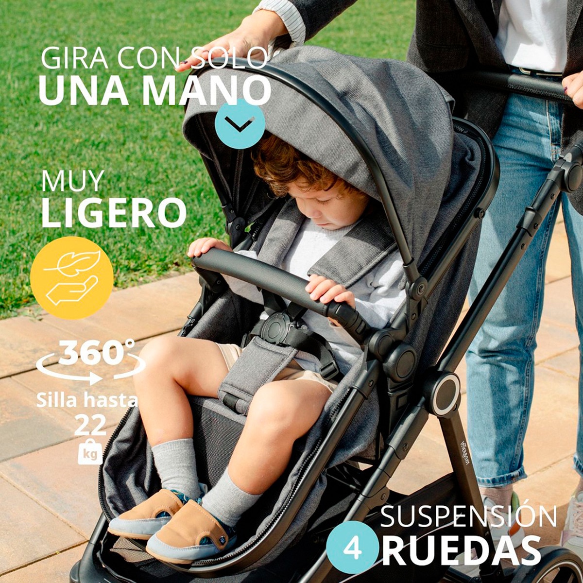 Carrito de bebé 2 en 1 Versa Gris-7