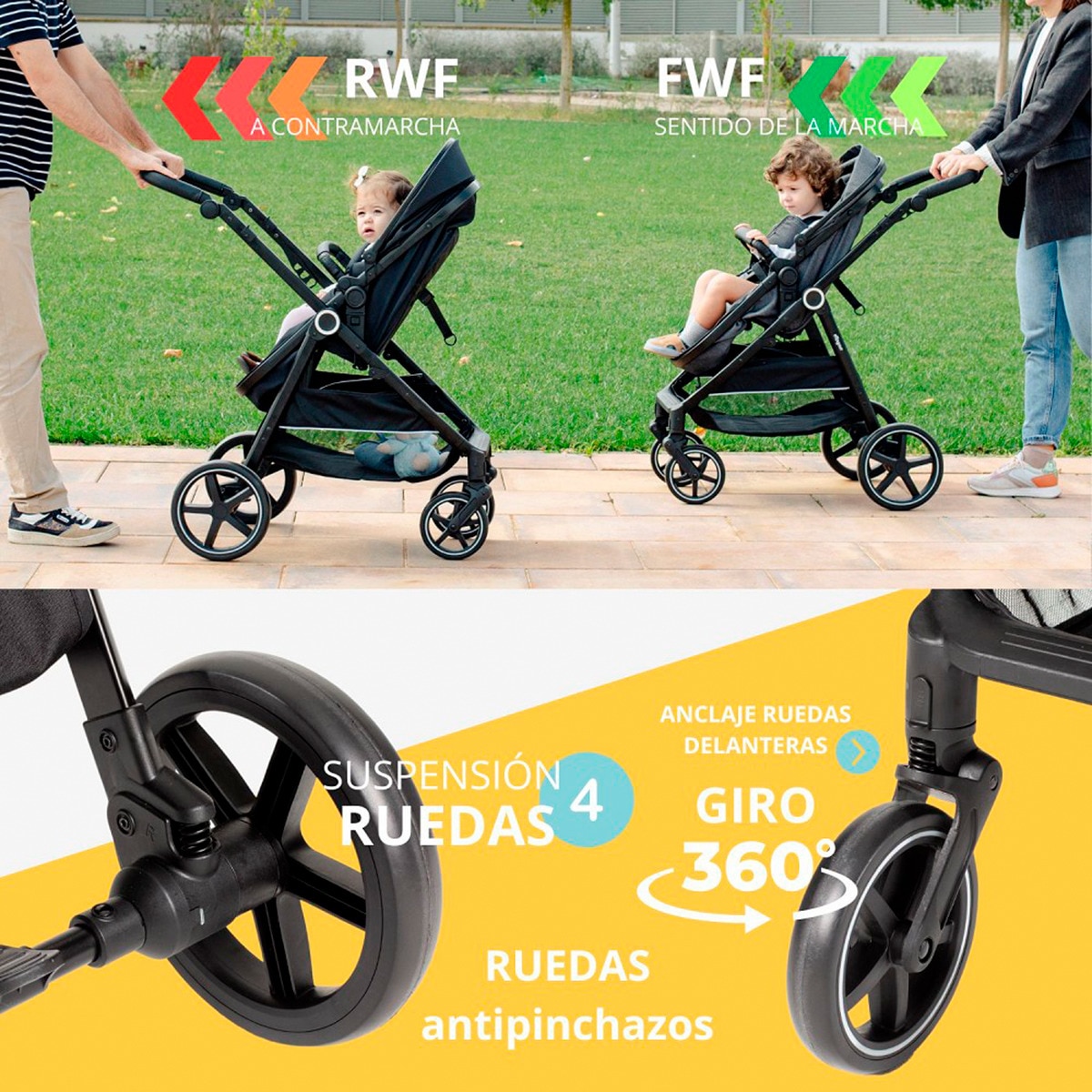 Carrito de bebé 2 en 1 Versa Gris-4