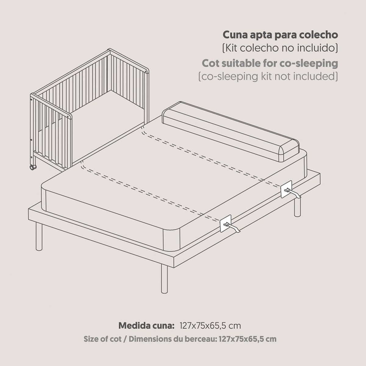Cuna colecho osito convertible Blanco-6