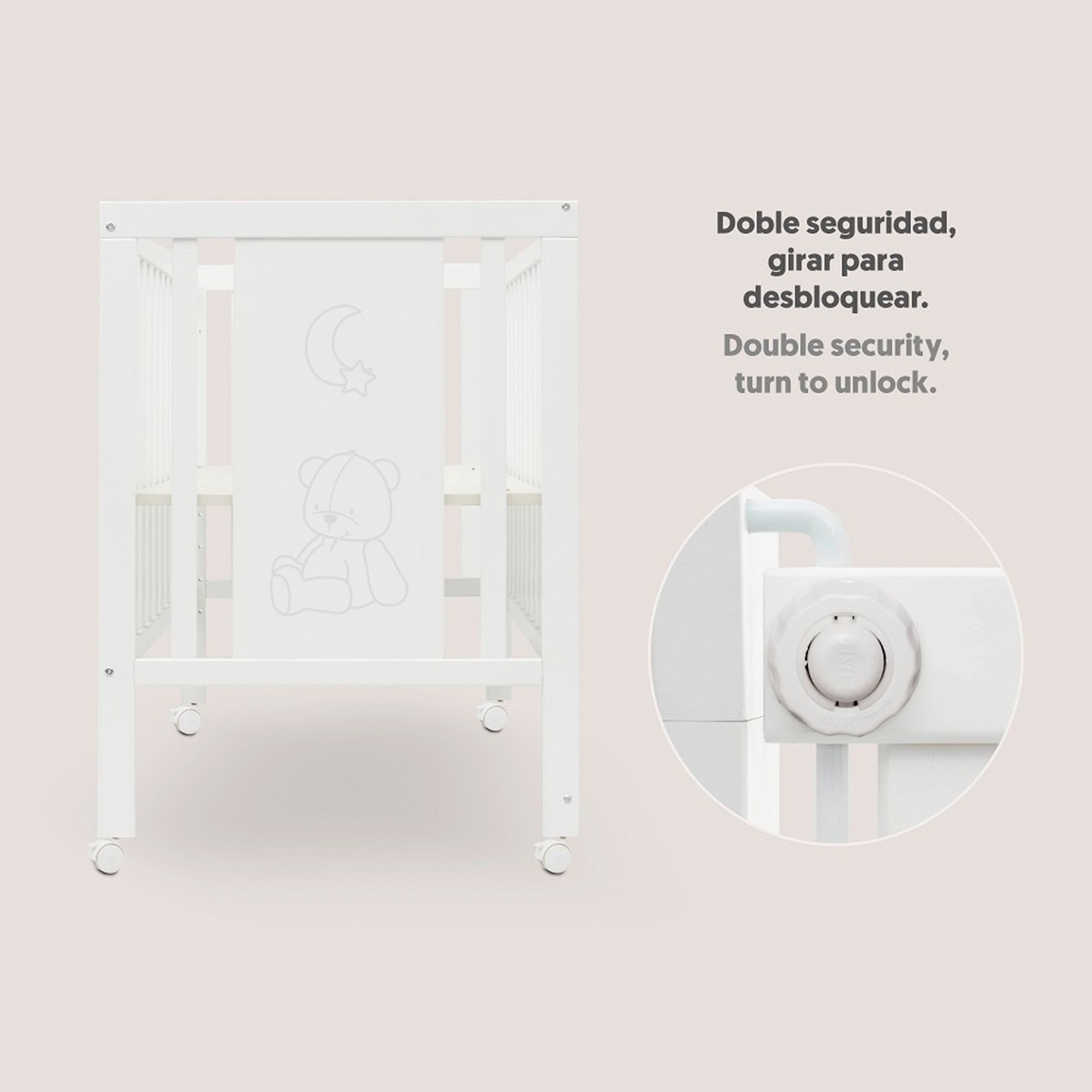Pack cuna colecho osito convertible + colchón Blanco-6