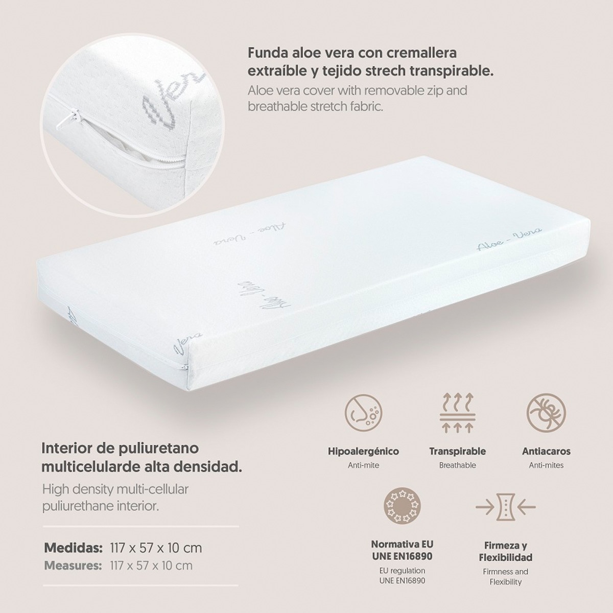 Pack cuna colecho convertible + colchón Blanco-4