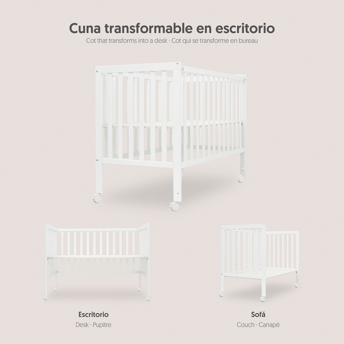 Pack cuna colecho convertible + kit sistema colecho Blanco-3