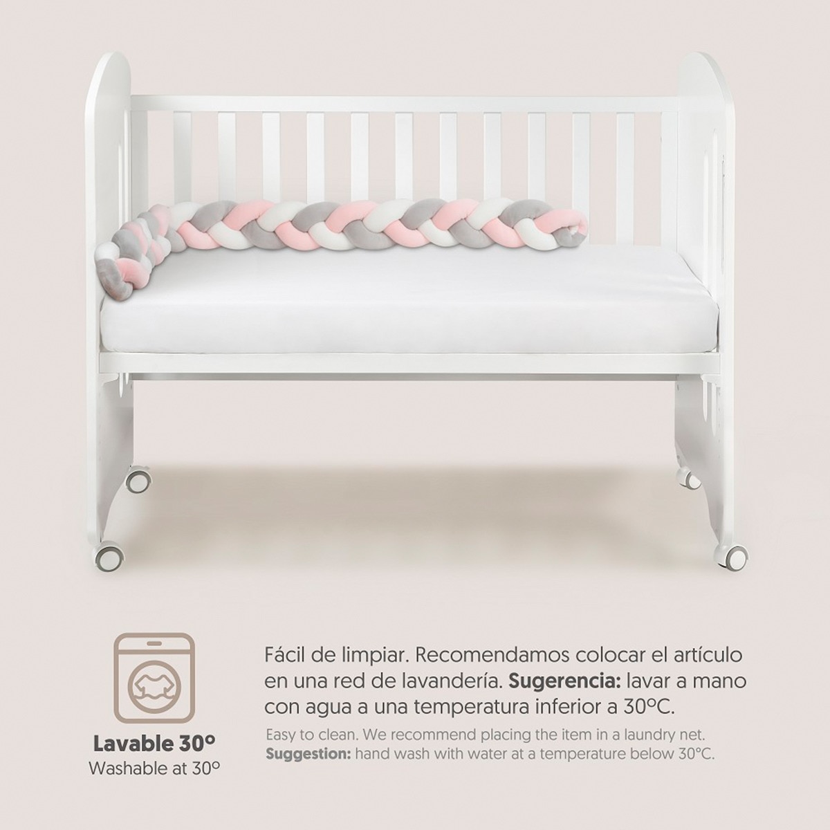 Chichonera Trenza Decorativa Antivuelco Reductora Rosa-6
