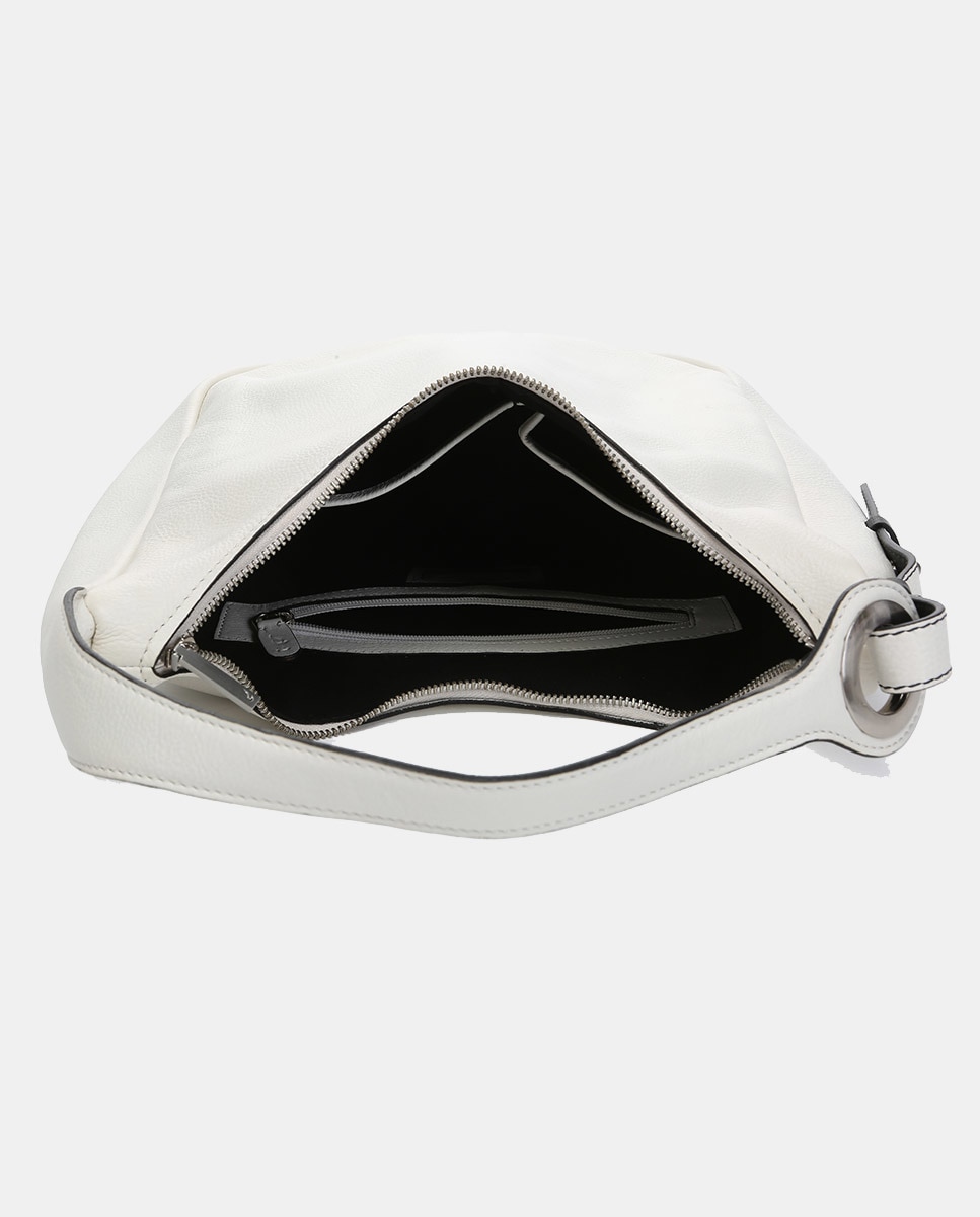 Mala de Ombro Oceans Diary em Pele - Branco Branco-5