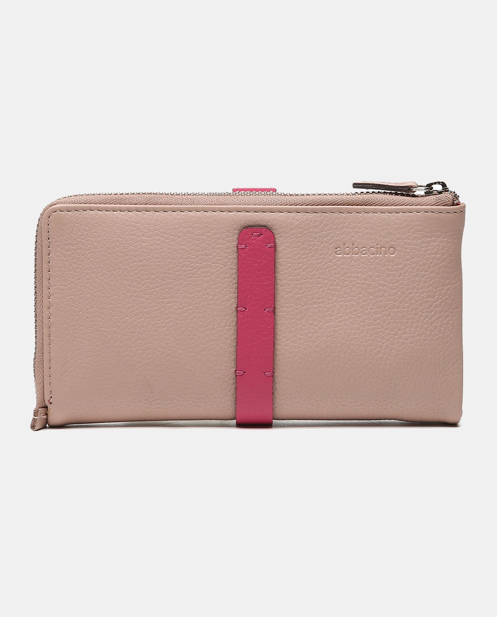 Carteira Grande Oceans Diary em Pele com Fecho Metálico - Rosa Rosa-3