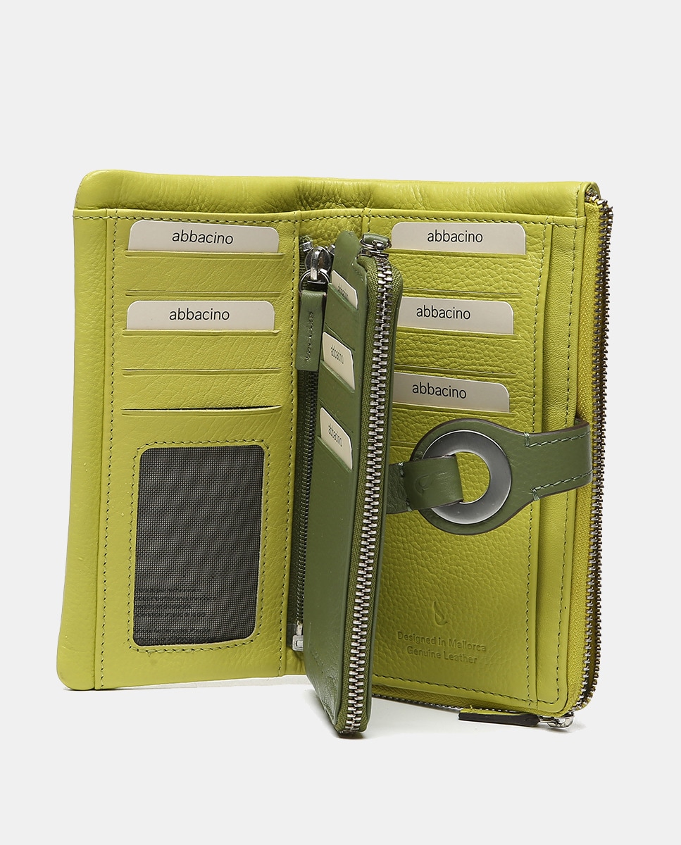 Carteira Grande Oceans Diary em Pele com Fecho Metálico - Verde Verde-5