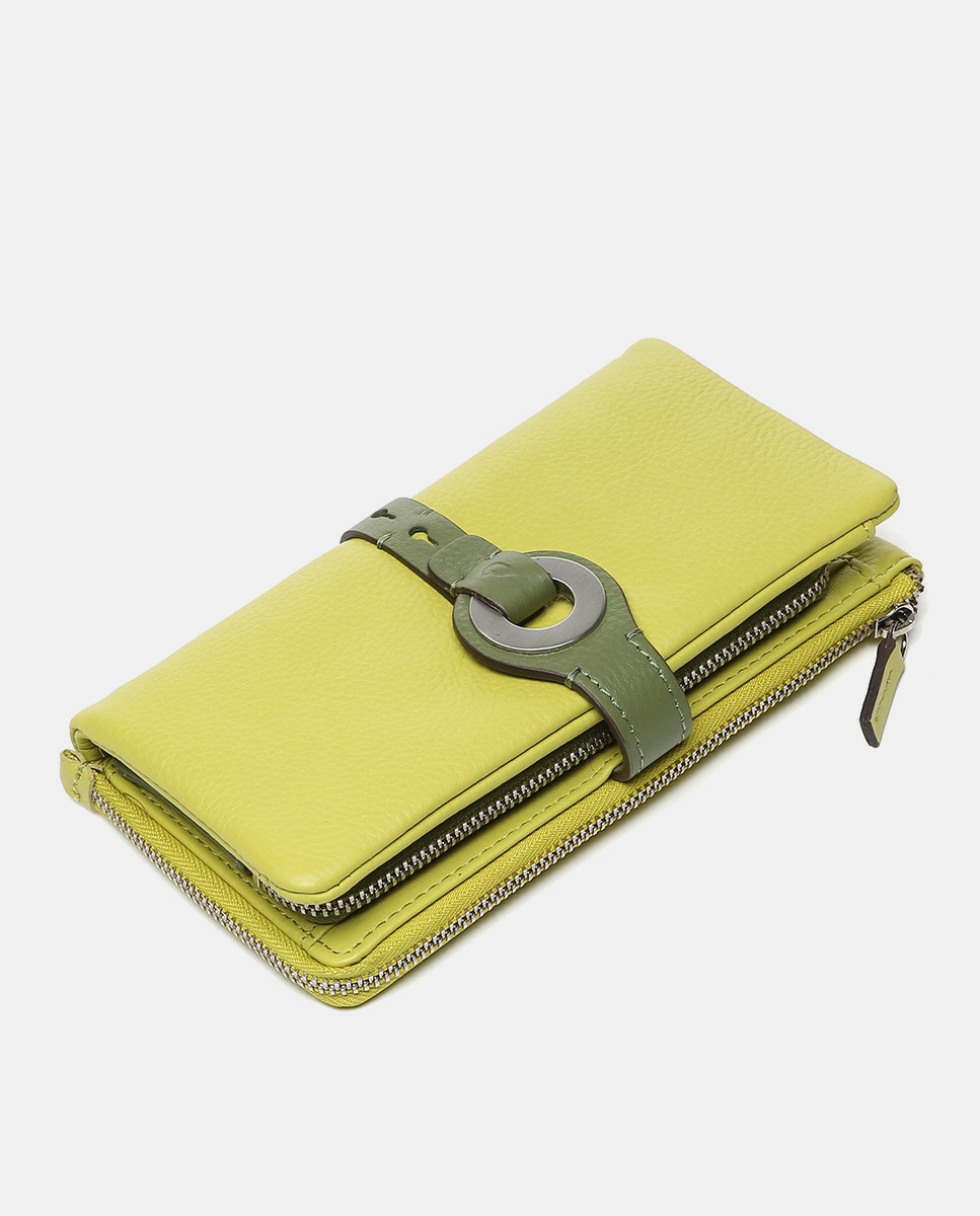Carteira Grande Oceans Diary em Pele com Fecho Metálico - Verde Verde-4