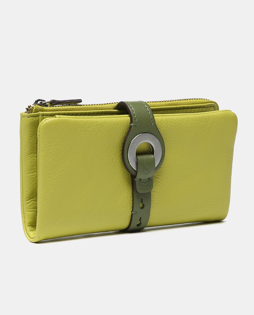Carteira Grande Oceans Diary em Pele com Fecho Metálico - Verde Verde-2