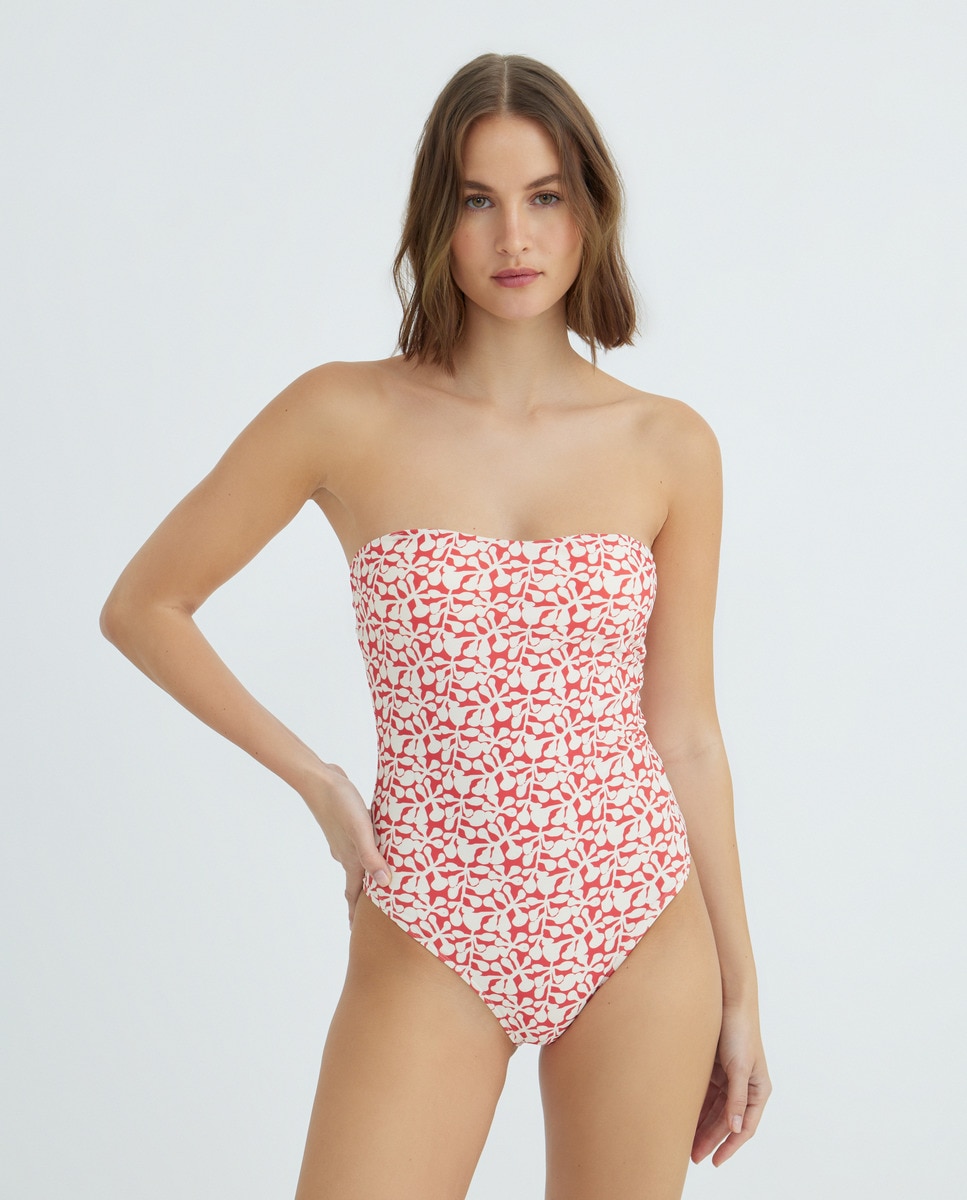 Bañador bandeau tiras espalda Rojo-1