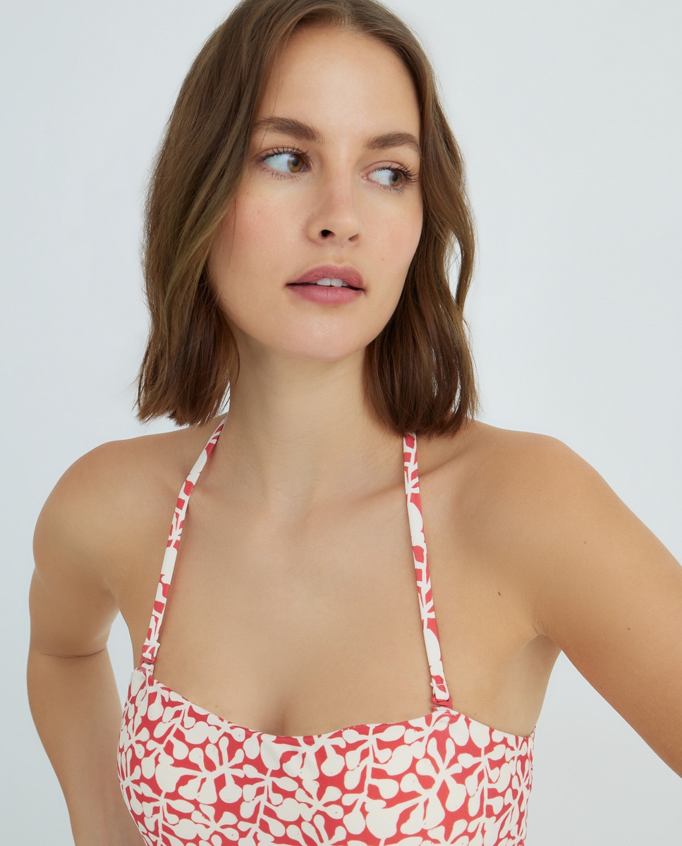 Bañador bandeau tiras espalda Rojo-3