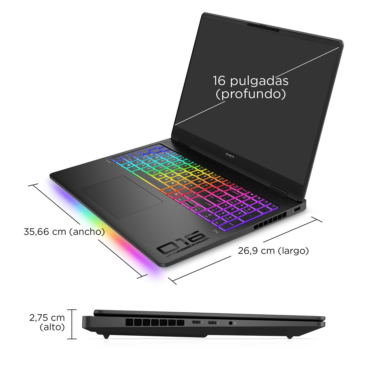 Portátil Gaming HP OMEN MAX 16-ah0021ns, Intel Core Ultra 7-255HX, 32GB, 1TB SSD, Nvidia GeForce RTX 5070Ti 12GB, 16" OLED, Sin SO Negro-6