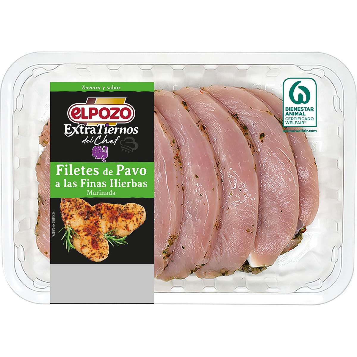 Extratiernos del Chef filetes de pavo marinados a las finas hierbas peso aproximado bandeja 500 g