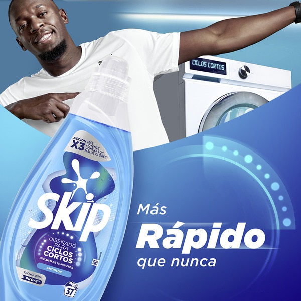 anti-odour washing machine liquid detergent for short cycles bottle 37 dose