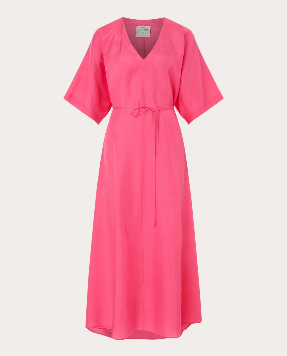 Vestido midi de seda Fúcsia-1
