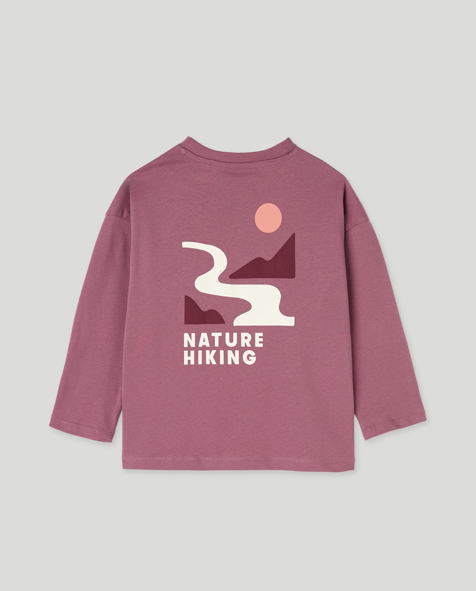 Camiseta de niño estampada manga larga Rosado-2