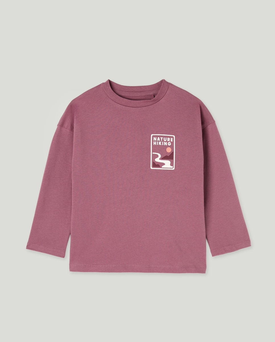 Camiseta de niño estampada manga larga Rosado-1