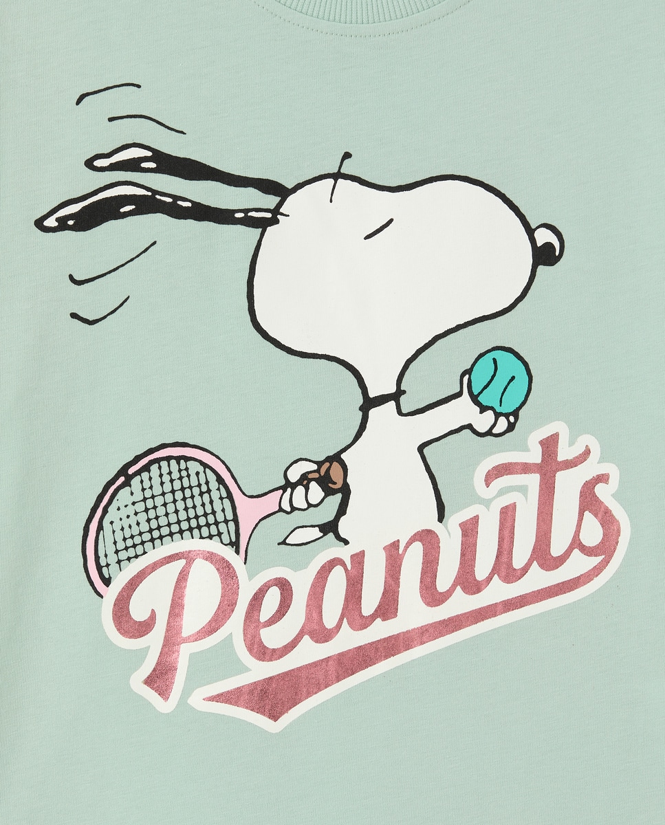 T-shirt de Manga Curta com Detalhe Snoopy Ténis Verde-5