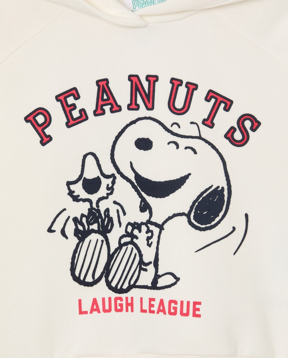Sweatshirt com Capuz e Detalhe Snoopy Branco-5