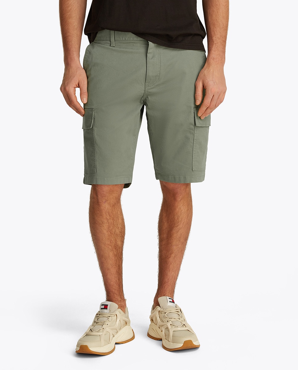 Calções Cargo Slim Fit Verde-escuro-1
