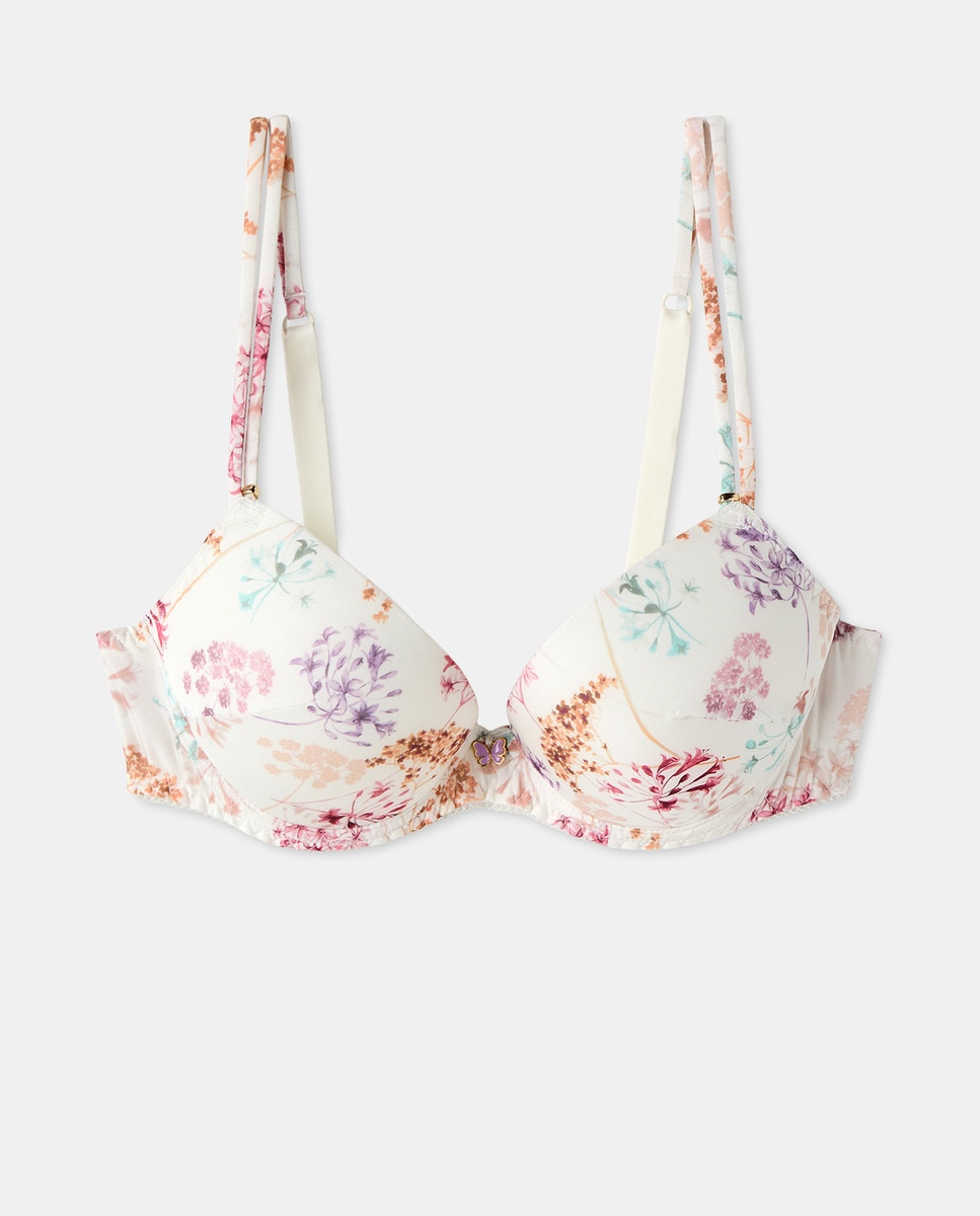 Soutien com Copa e Aros com Estampado Floral Cru-4