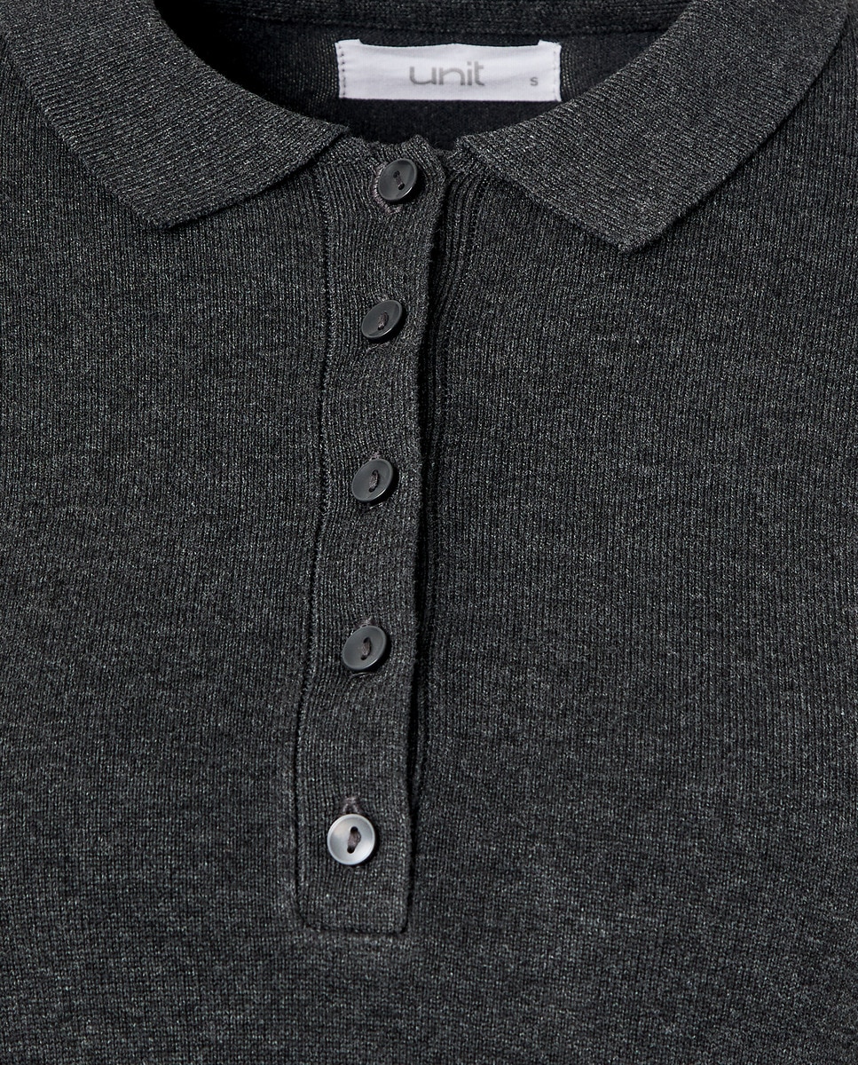 Jersey de mujer básico cuello polo 830 Antracita-5