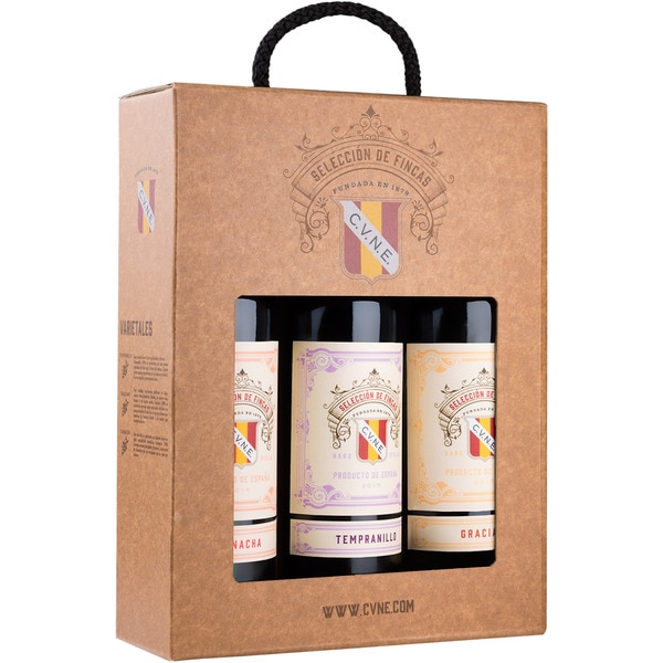 Selección de Fincas Rotwein Garnacha + Tempranillo + Graciano DOCa Rioja Geschenkpackung 3 Flasche 75 cl