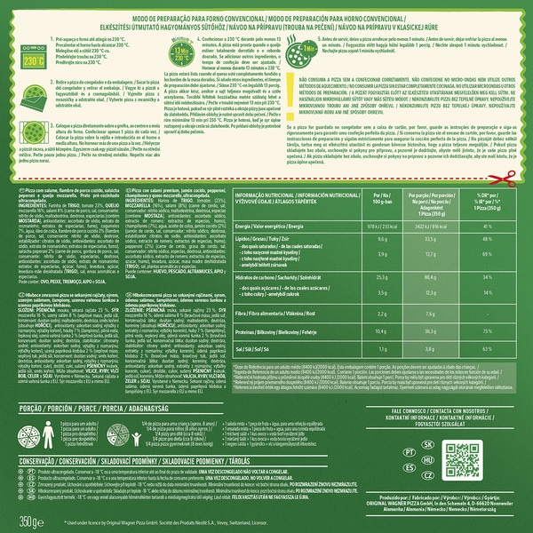 Pizza Speciale Croccante mit Salami, Kochschinken, Peperoni, Champignons und Mozzarella Karton 350 g