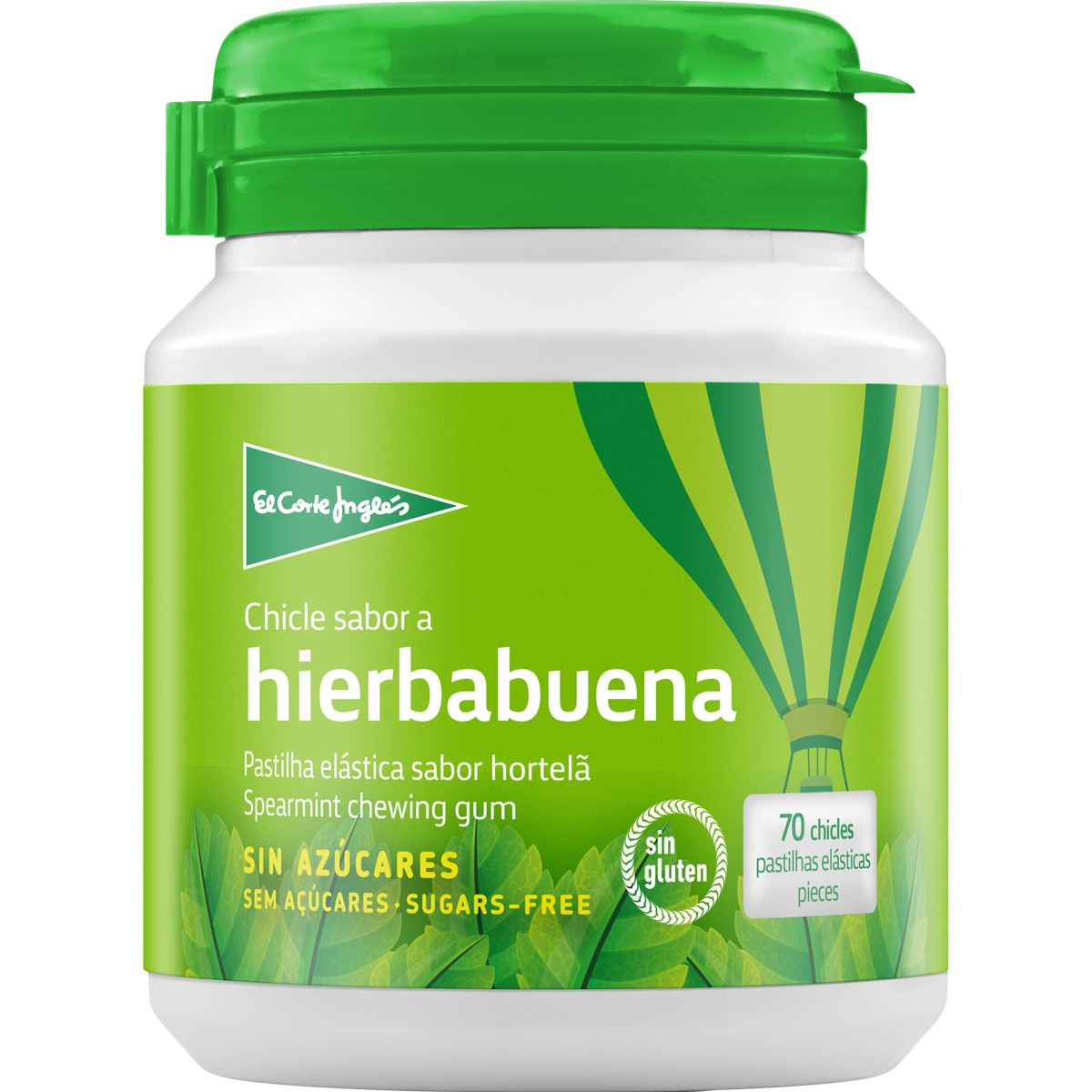 Chicles sabor hierbabuena sin azúcares sin gluten 70 unidades bote 100 g - El Corte Ingles