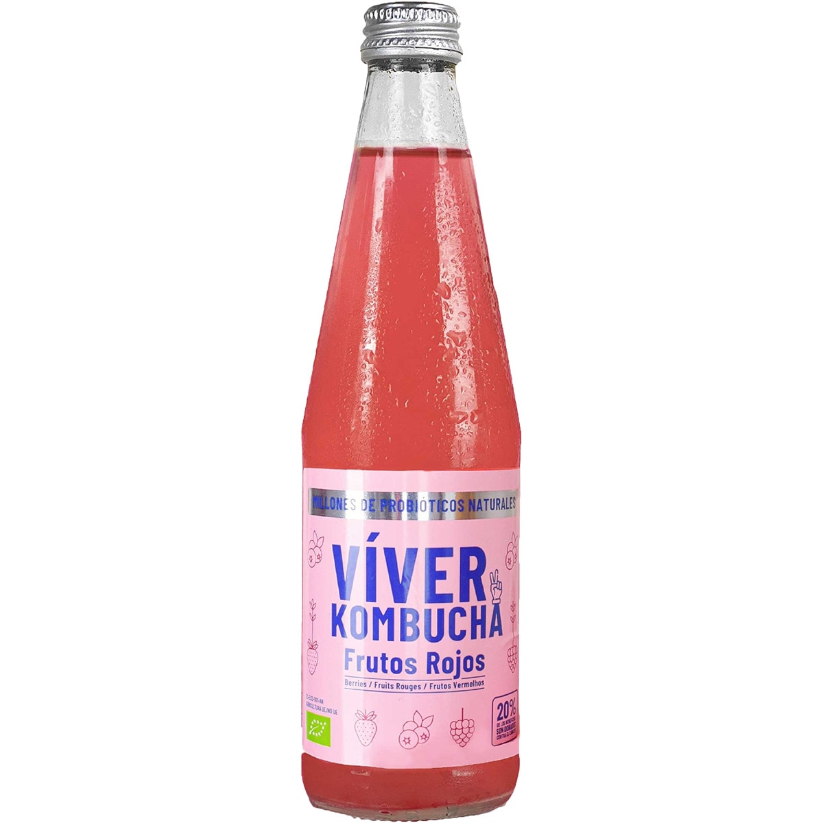 Kombucha ecológica de frutos rojos botella 330 ml - Viver
