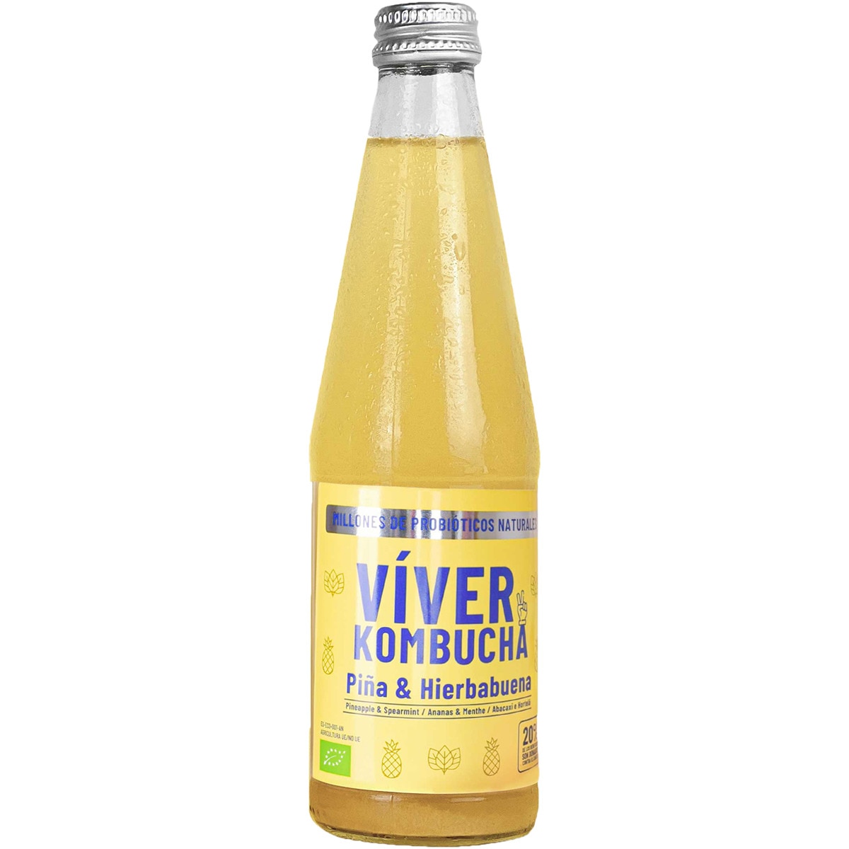 Kombucha ecológica de piña y hierbabuena botella 330 ml - Viver